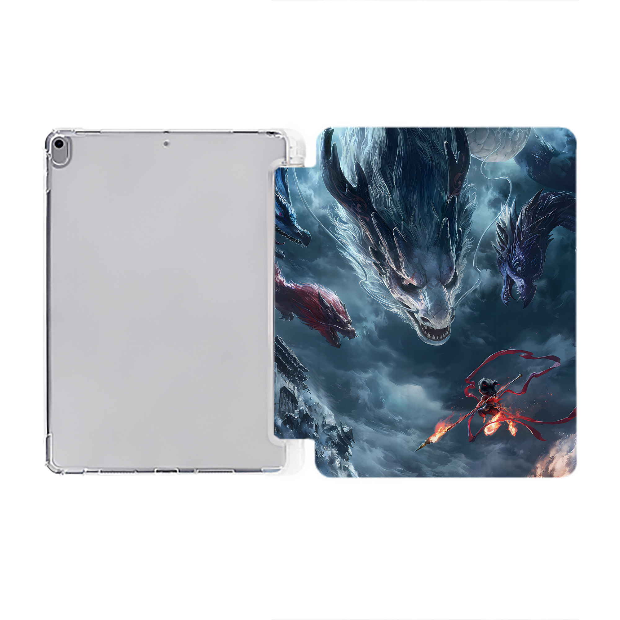 （画像用） Ne Zha 2 ナタ 魔童の大暴れ IPad ケース ペン収納付き 三つ折りスタンド PUレザー×シリコン 対応機種9.5/10.5/10.9インチ